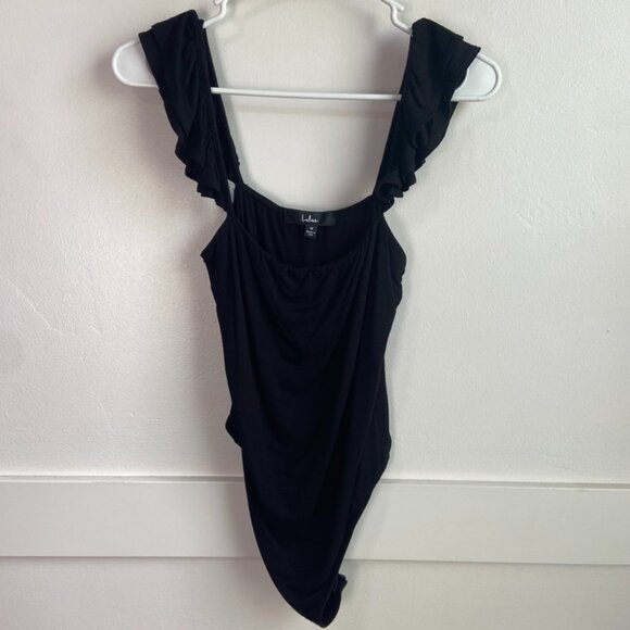 Lulus Black Sleeveless Ruffled Repeat After Me Bodysuit - Picture 5 of 10